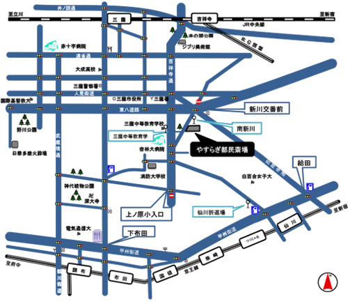 三鷹市やすらぎ都民斎場マップ